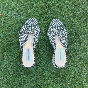 Chelsea & Violet Geometric Black and White sandal heels